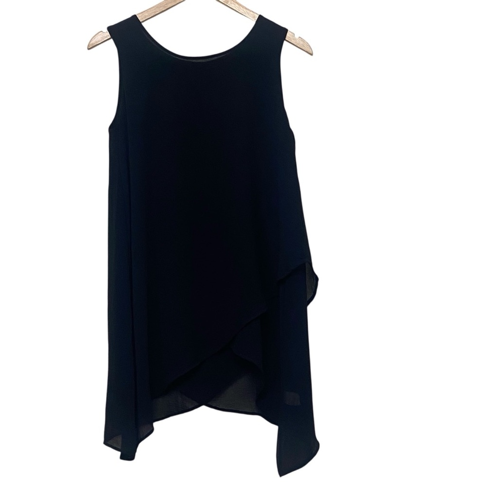 Vision Usa Sleeveless Black Asymmetric Layered Top Sz S